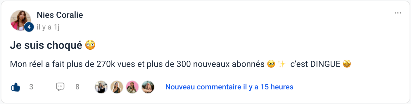 Témoignage de Coralie : +270k vues et 300 nouveaux abonnés