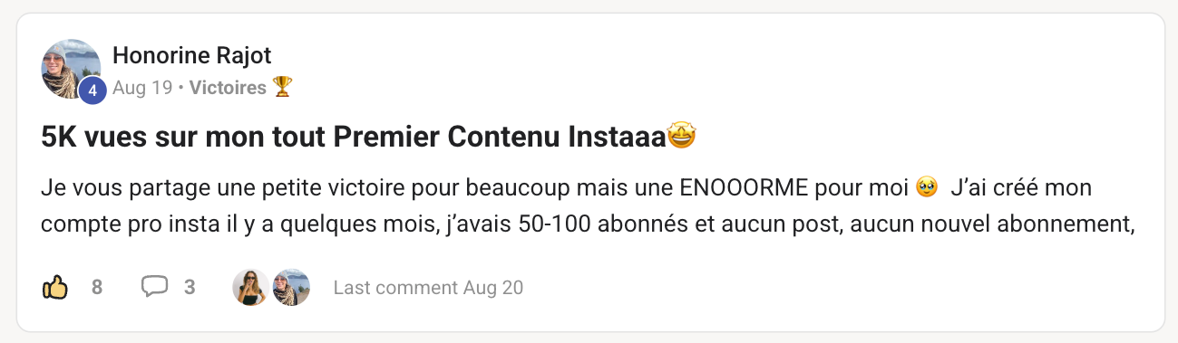 Témoignage de Honorine : 5k vues sur mon premier contenu Instagram