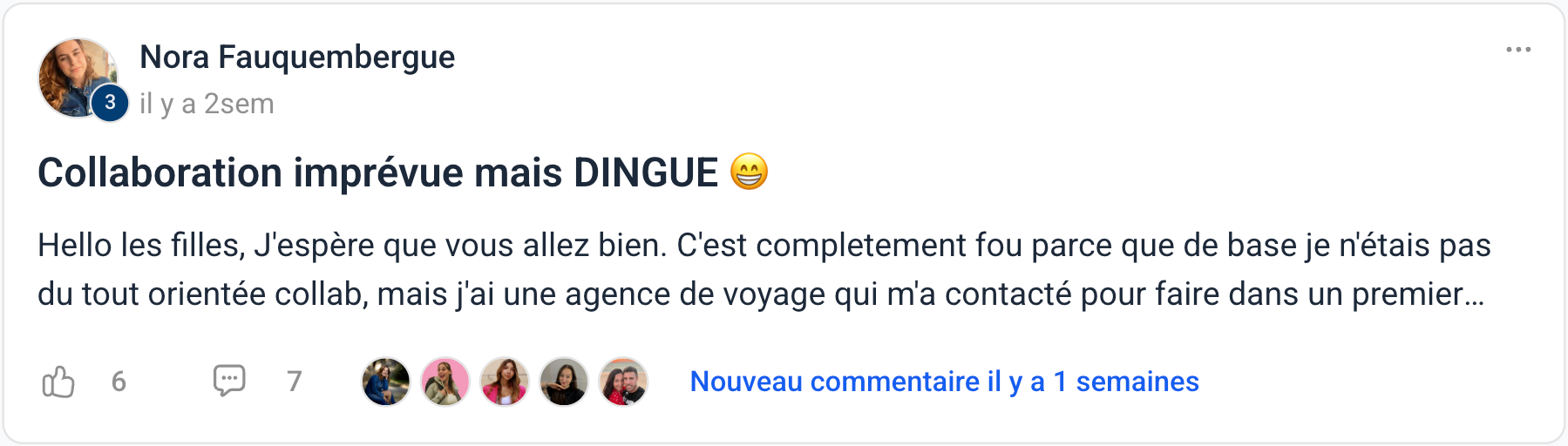 Témoignage de Nora : collaboration imprévue