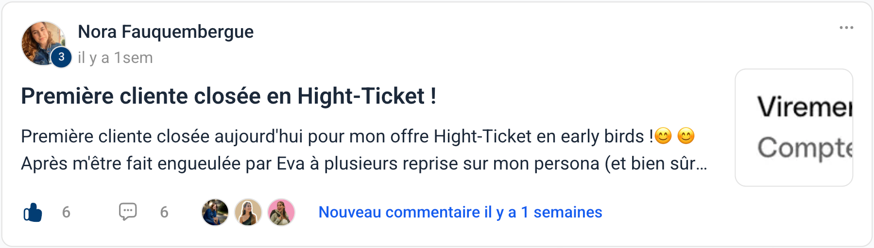 Témoignage de Nora : première cliente closée en high-ticket